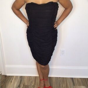 Charlotte Russe Black Strapless Sweetheart Neckline Ruched Cocktail Dress Size12